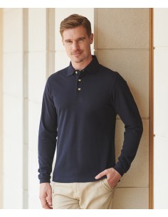 H-H105-Long Sleeved Cotton Piqué Polo Shirt 2